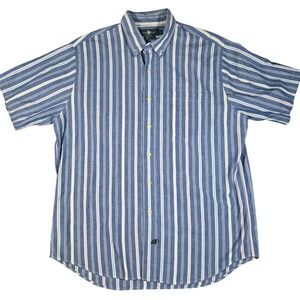 Hunt Club Vintage 90s Multi-Color Striped Short Sleeve Button Down Shirt - Large